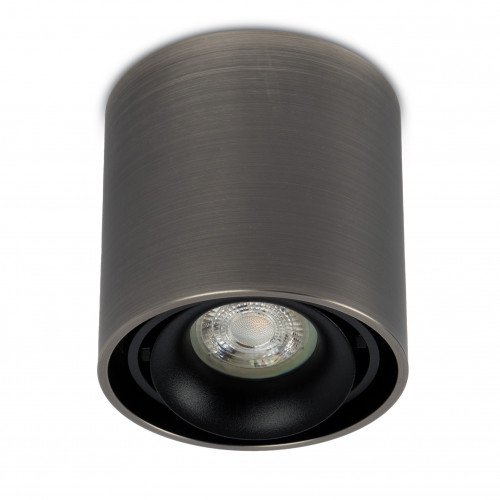 Binnenverlichting Oliver opbouwspot met ronde vormen, modern design en afwerking in de kleur gun metal.