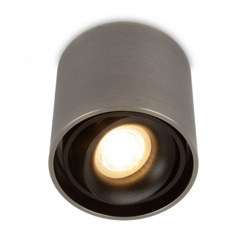 Binnenverlichting Oliver opbouwspot met ronde vormen, modern design en afwerking in de kleur gun metal.