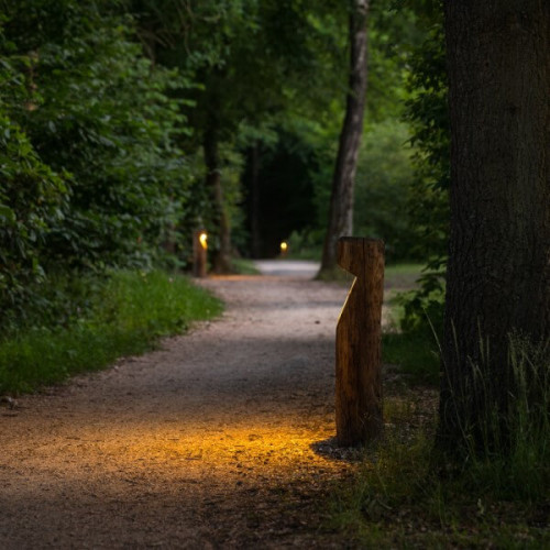 houten buiten terras lamp van kastanje hout Baum  inclusief led lamp duurzame buitenverlichting